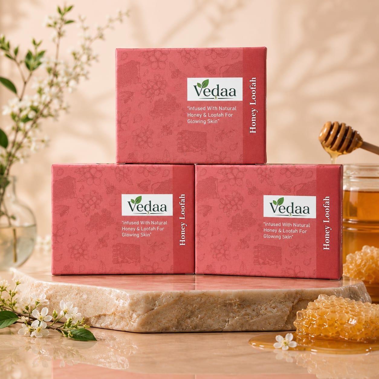WhatsApp Image 2026-05-12 at 19.14.27 Vedaa Honey & Loofah Soap - Pack of 3 - Image 1