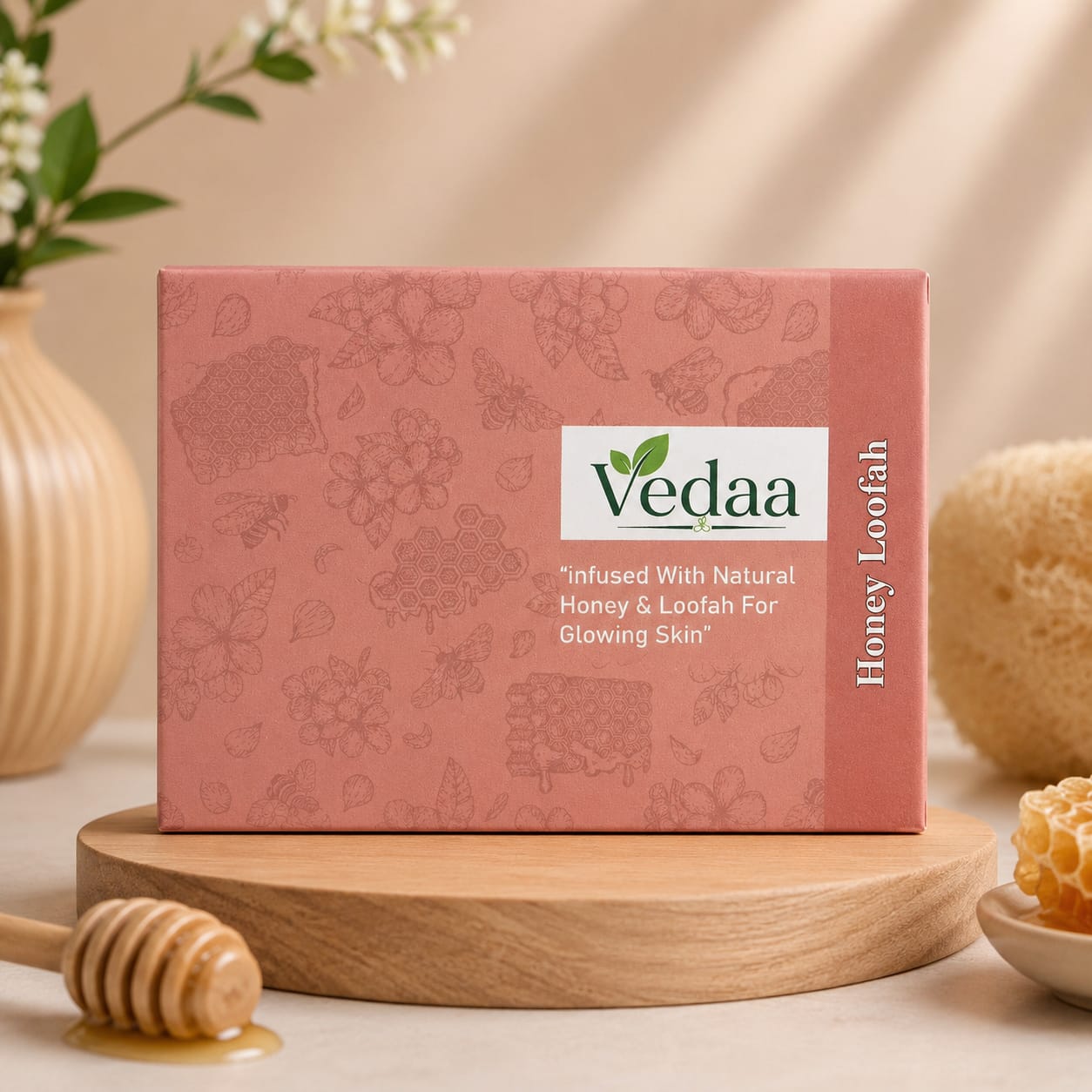 ebe87b10-f3ae-4b3c-a1ec-0a9157fbf899 Vedaa Honey & Loofah Soap - Pack of 1 - Image 1
